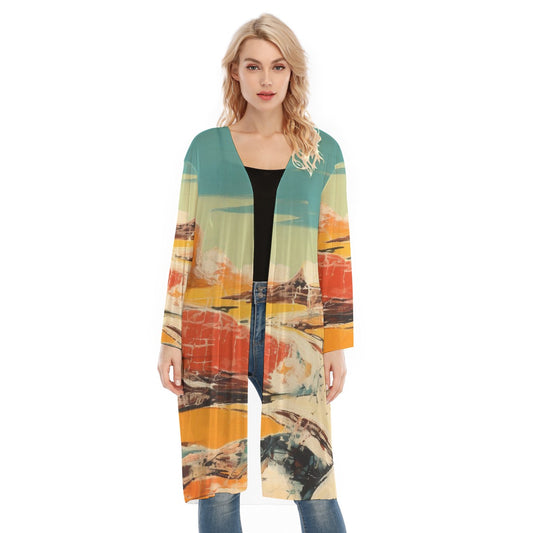 All- Over Print Women's Long Sleeve Mesh Cardigan