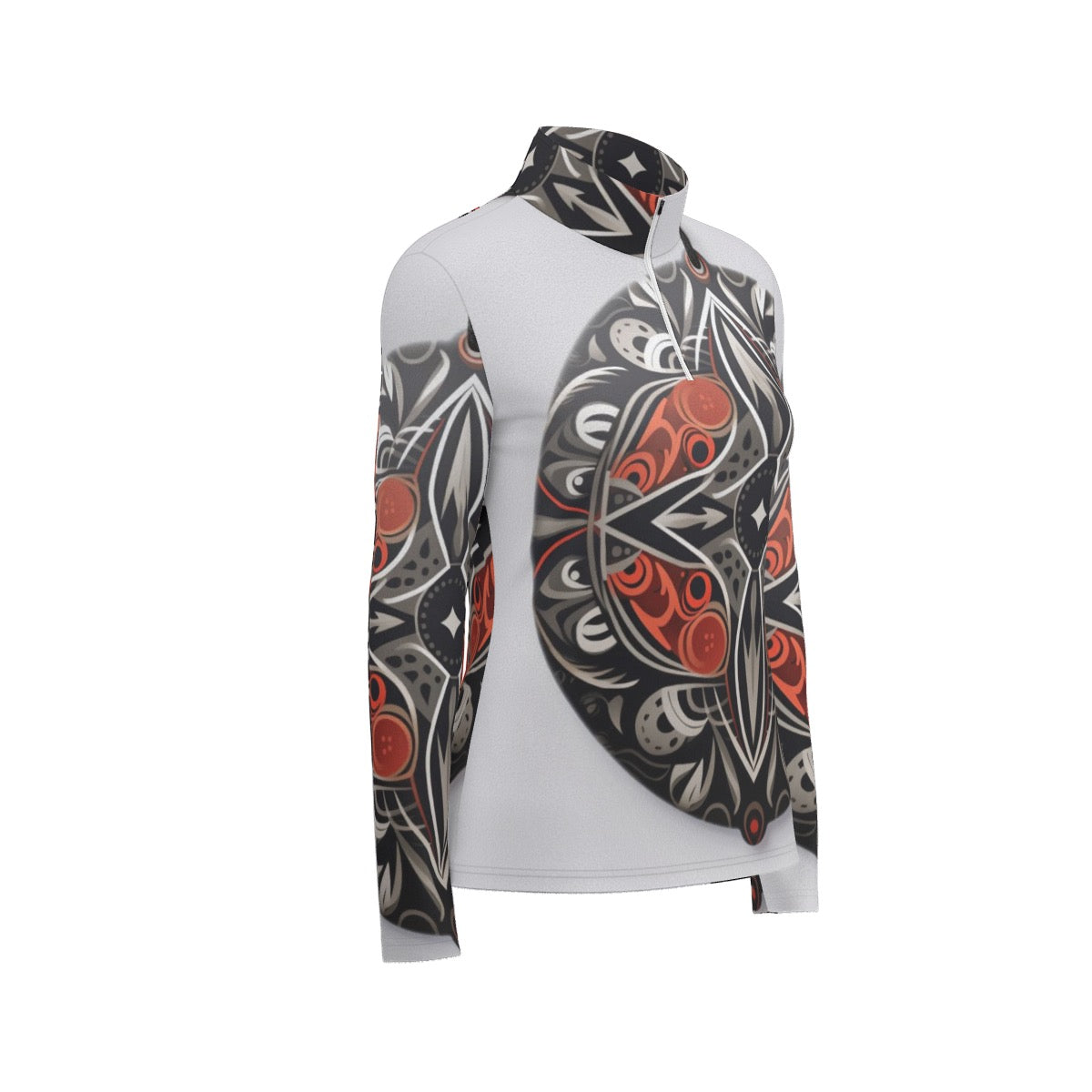 All-Over Print Women's Sports Collar Jersey With Long Sleeve