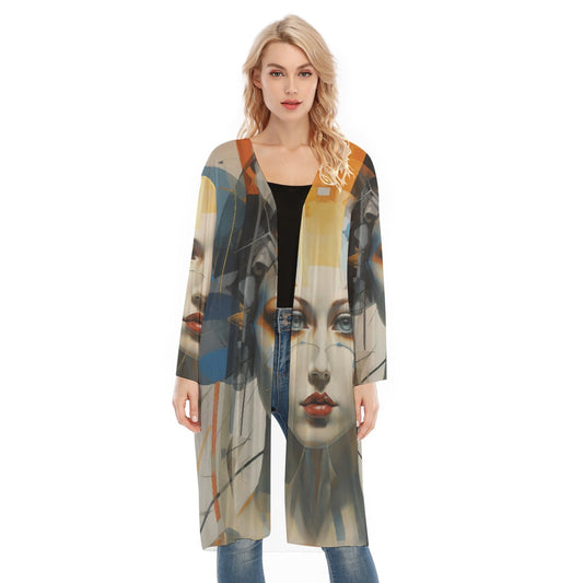 All- Over Print Women's Long Sleeve Mesh Cardigan