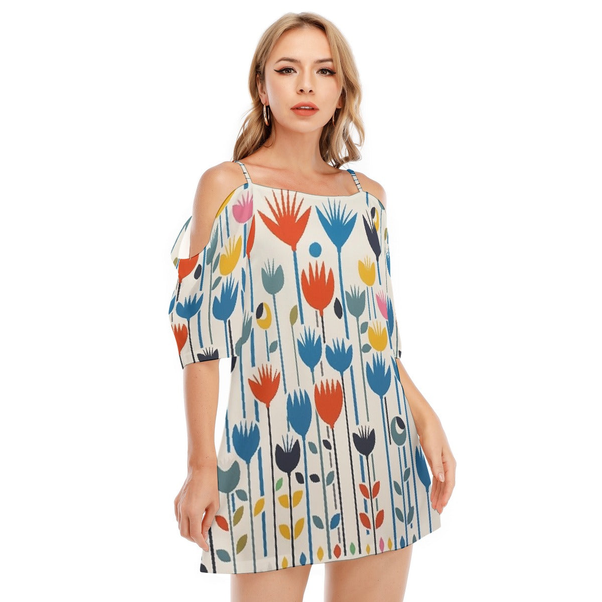 All-Over Print Women's Off-shoulder Cami Dress