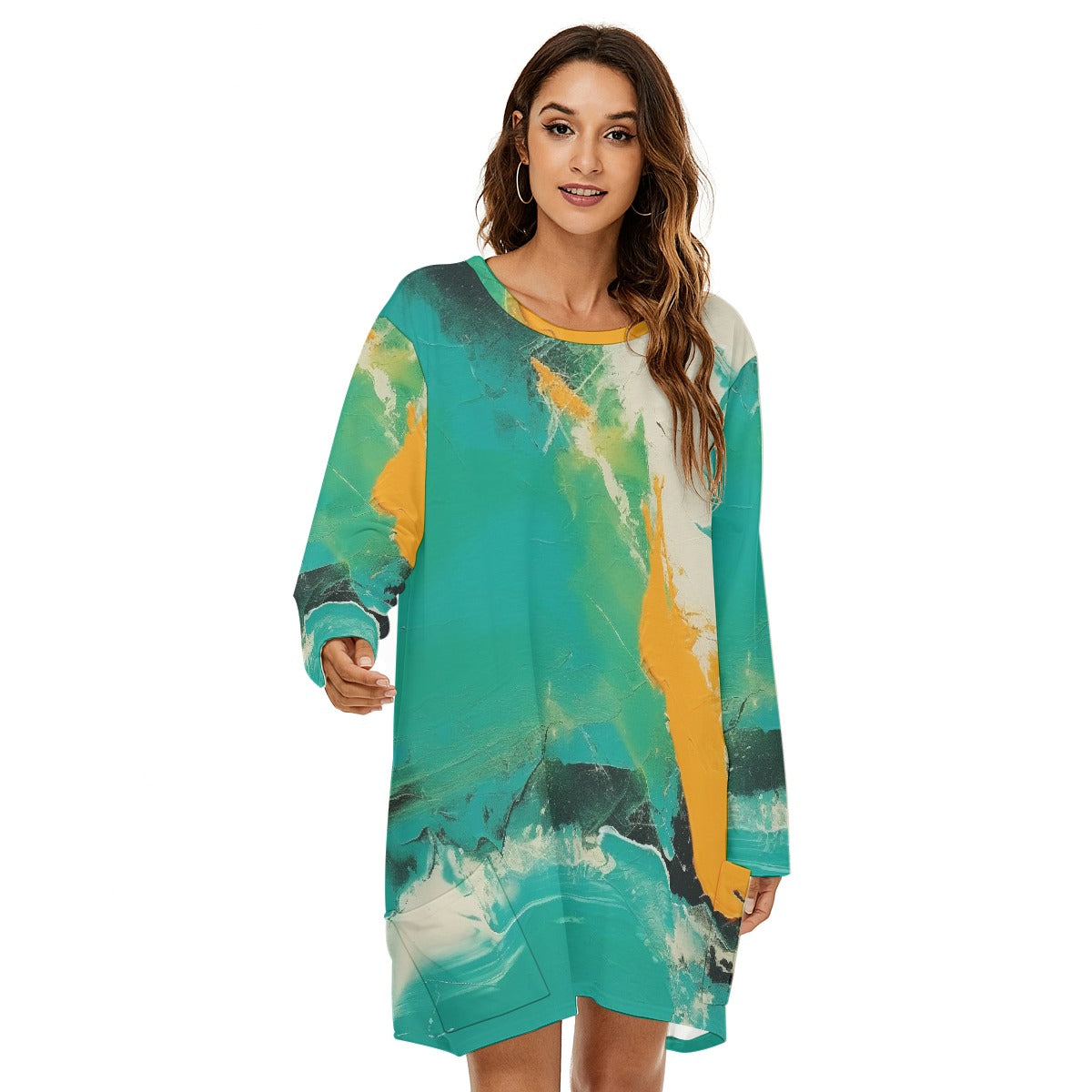 All-Over Print  Women's Loose Crew Neck Dress