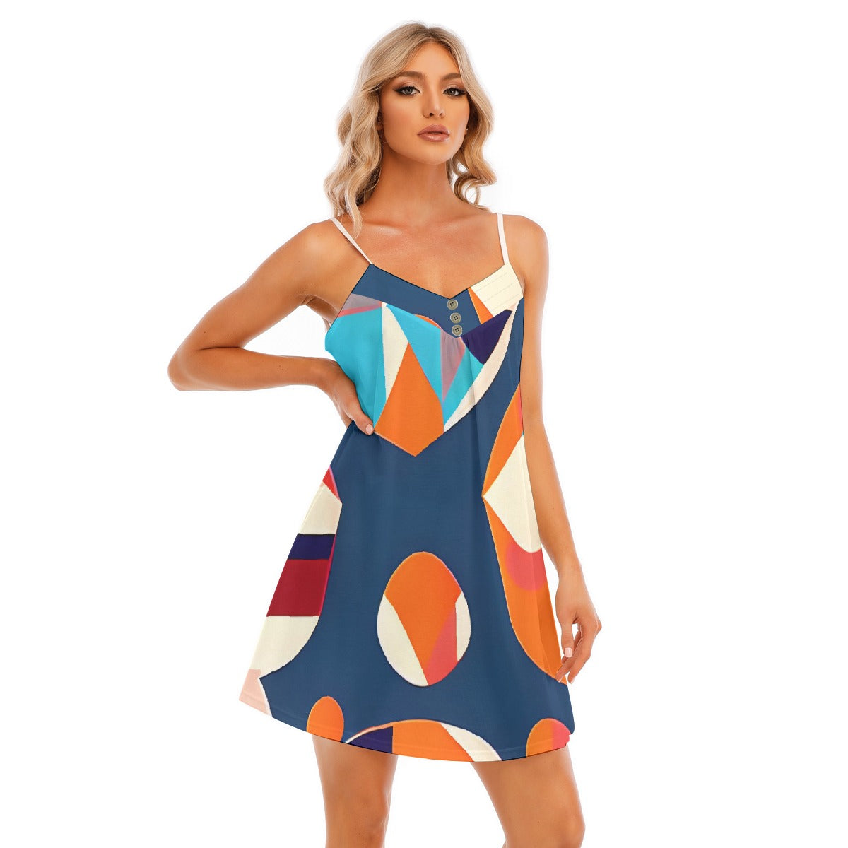 All-Over Print Women's V-neck Cami Dress