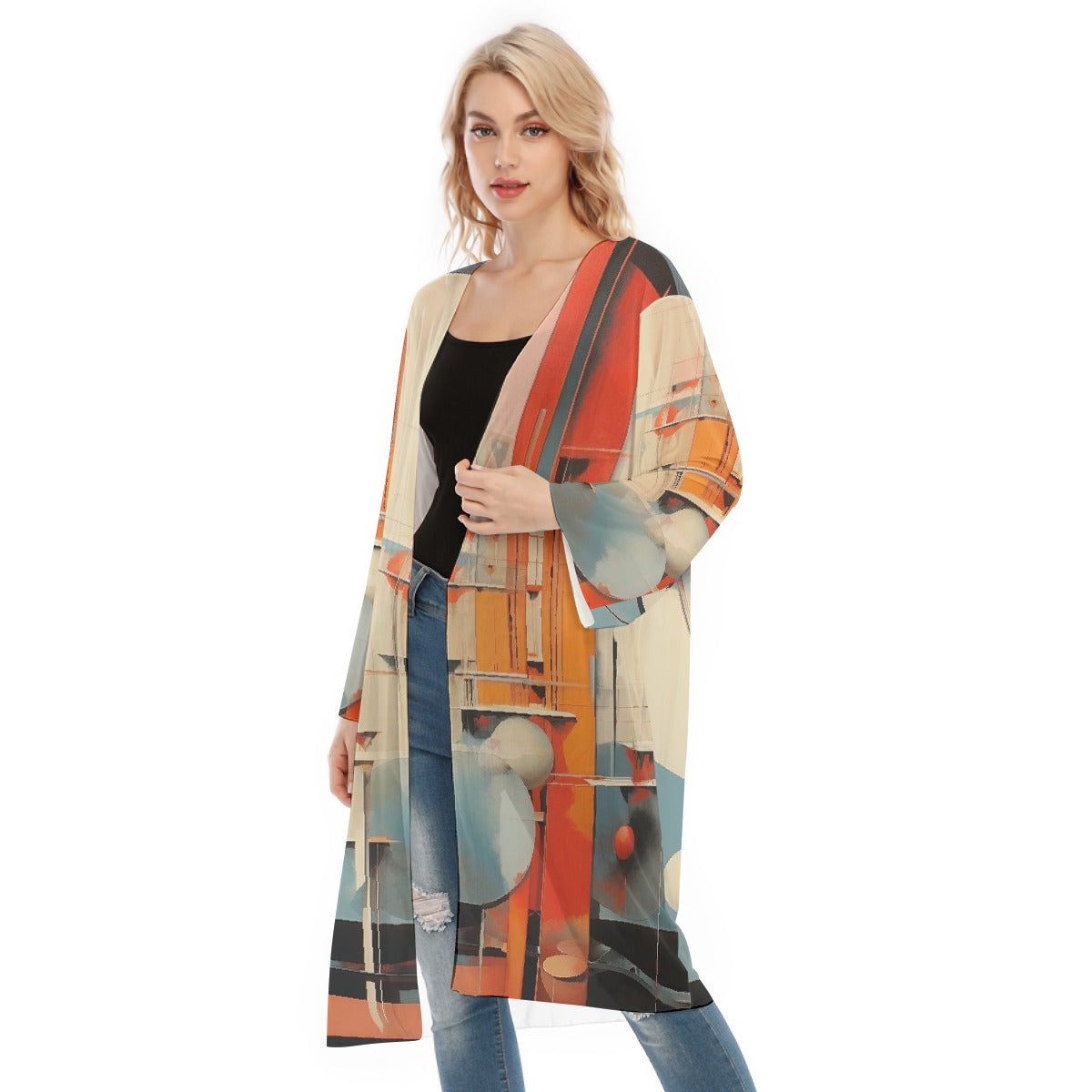 All- Over Print Women's Long Sleeve Mesh Cardigan