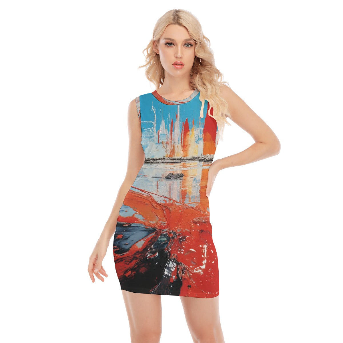 All-Over Print Women's O-neck Sleeveless Hip Skirt