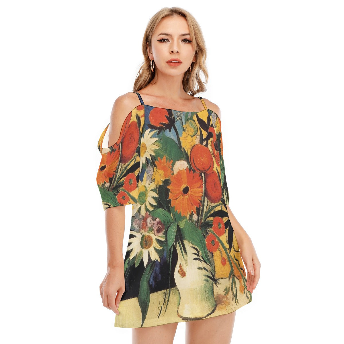 All-Over Print Women's Off-shoulder Cami Dress