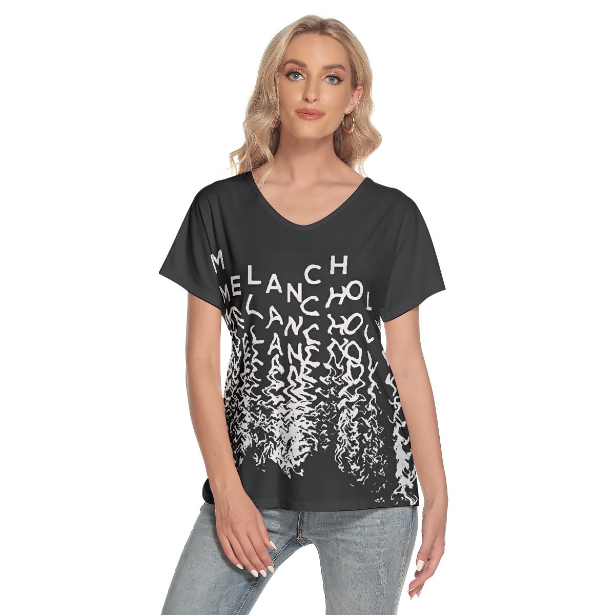 All-Over Print Women's Loose V-neck Short Sleeve T-shirt