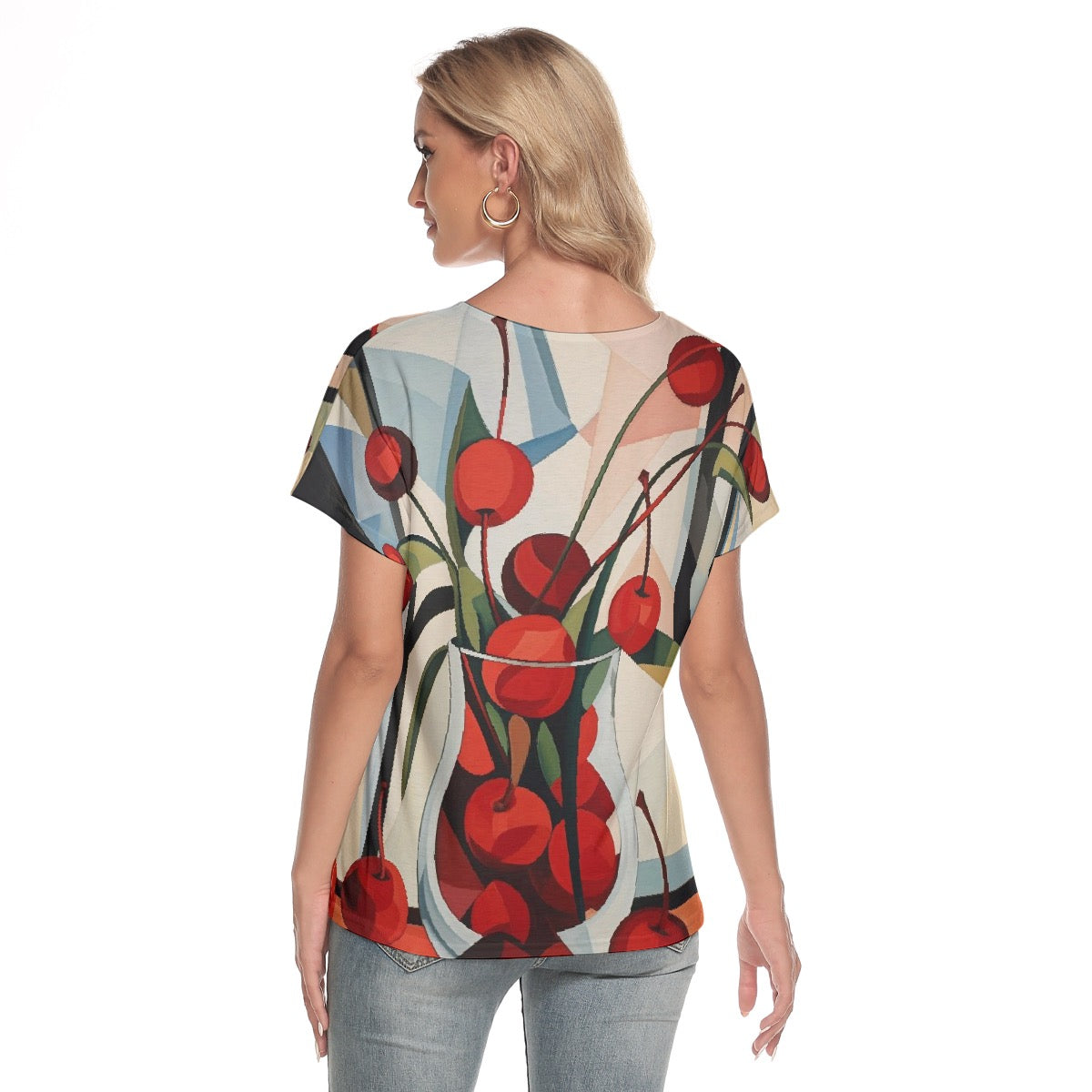 All-Over Print Women's Loose V-neck Short Sleeve T-shirt