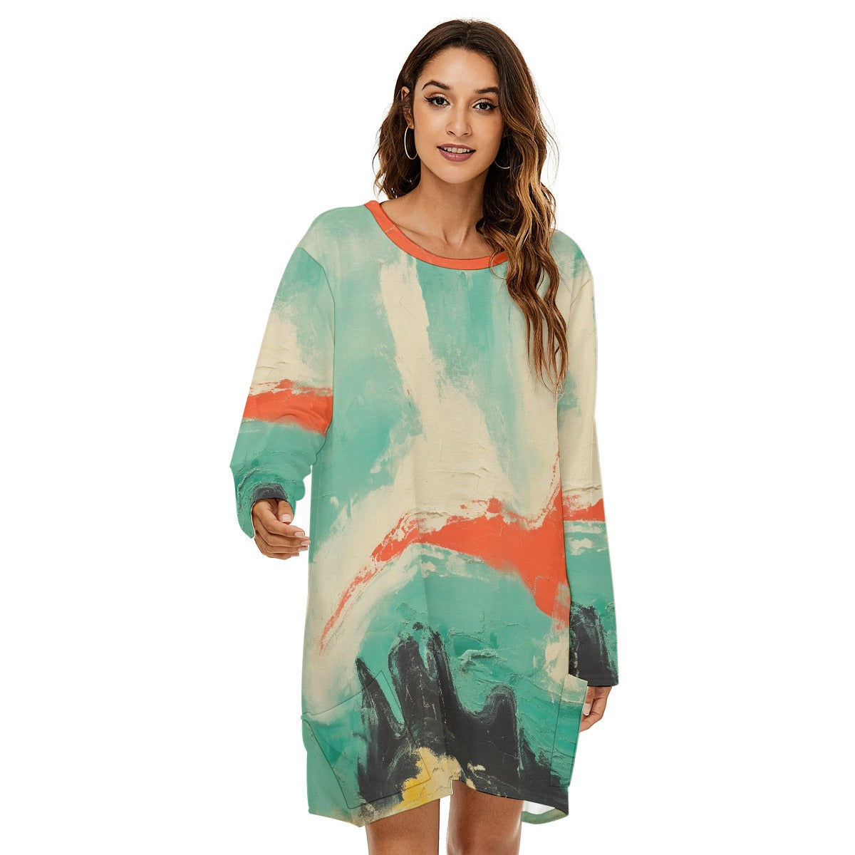 All-Over Print  Women's Loose Crew Neck Dress