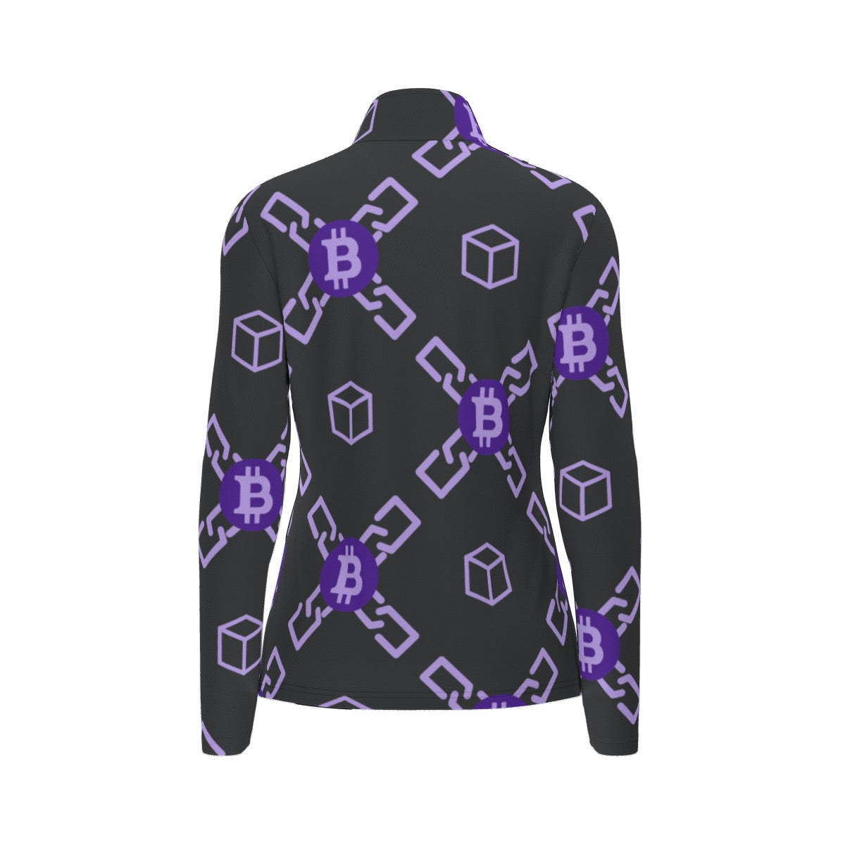 All-Over Print Women's Sports Collar Jersey With Long Sleeve