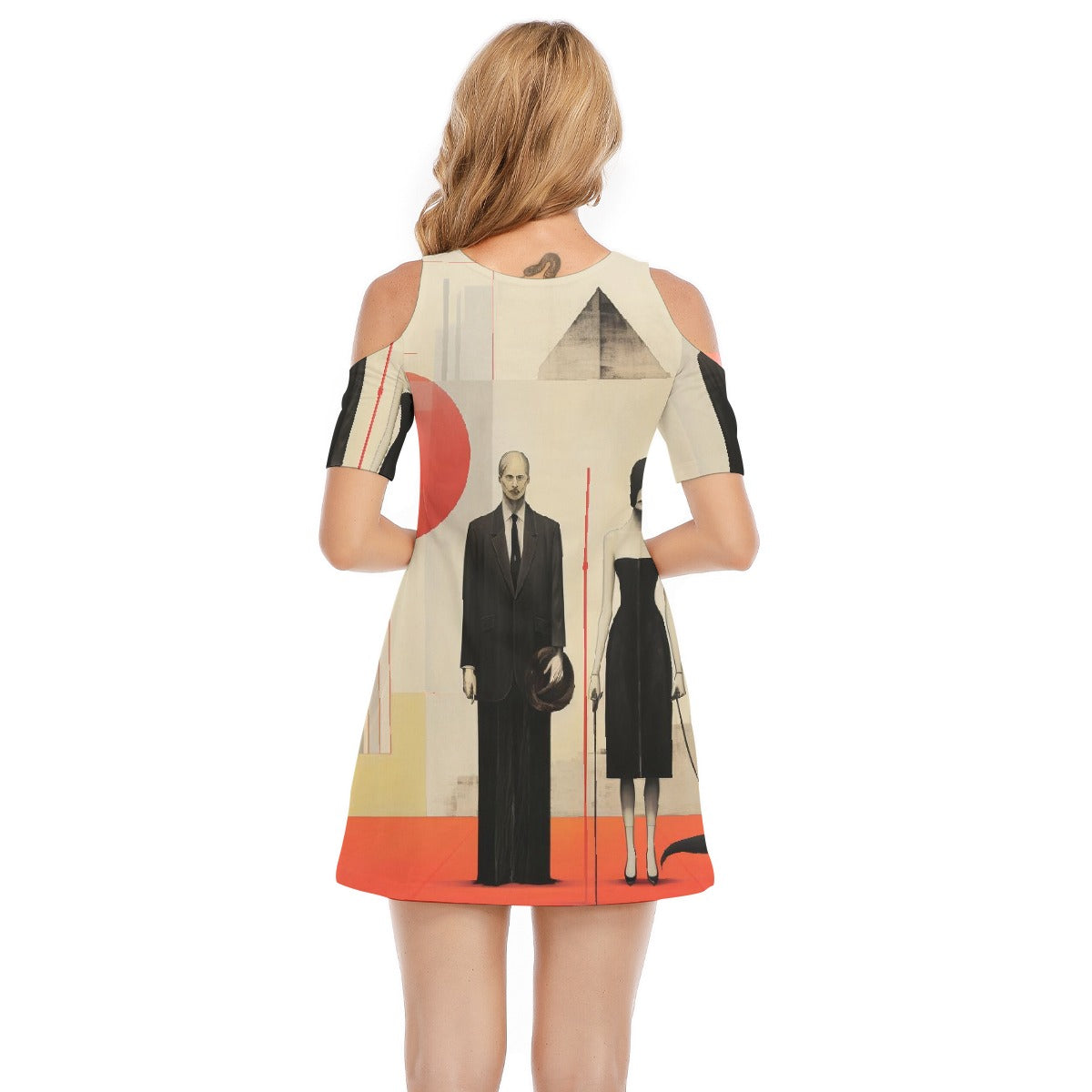 All-Over Print Women's Cold Shoulder Dress | 190GSM Cotton