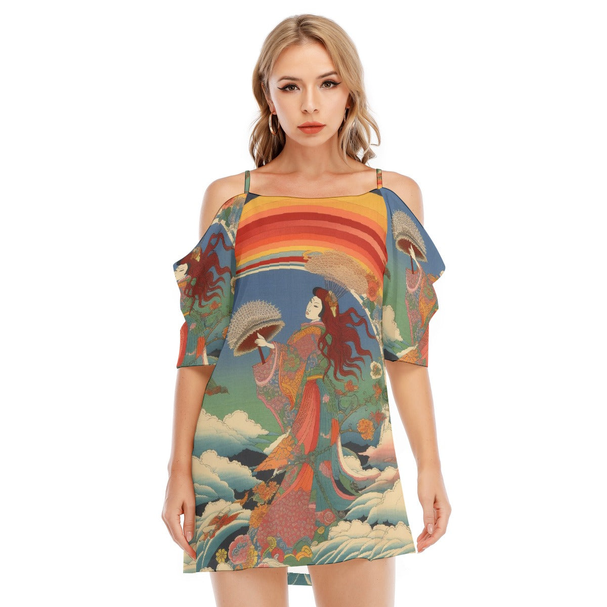 All-Over Print Women's Off-shoulder Cami Dress