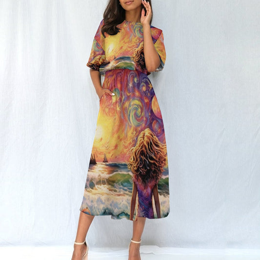 All-Over Print Women's Elastic Waist Dress