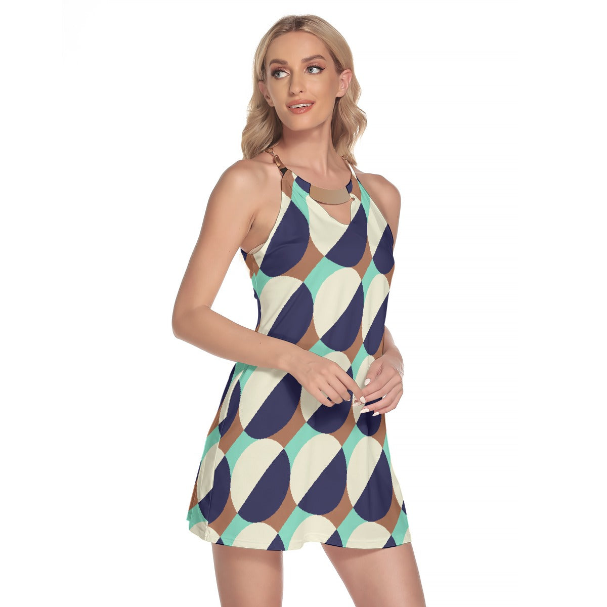 All-Over Print Women's Round Neck Above Knee Dress