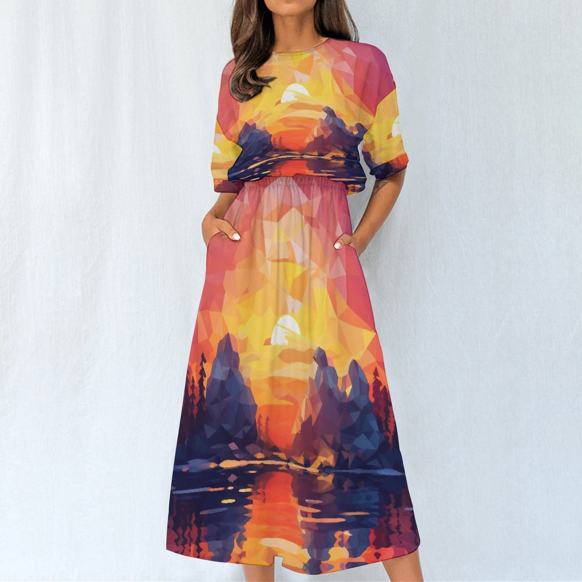 All-Over Print Women's Elastic Waist Dress