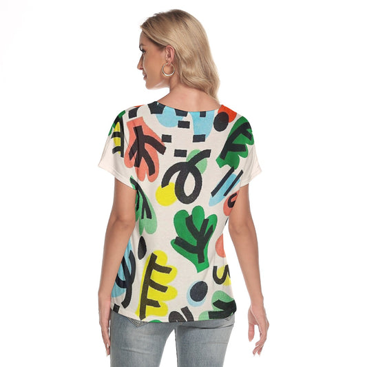 All-Over Print Women's Loose V-neck Short Sleeve T-shirt