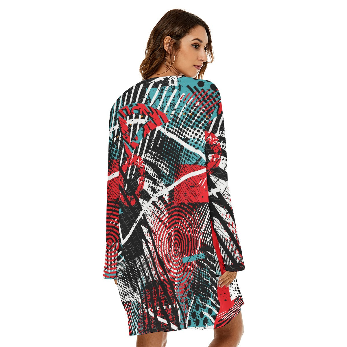 All-Over Print  Women's Loose Crew Neck Dress