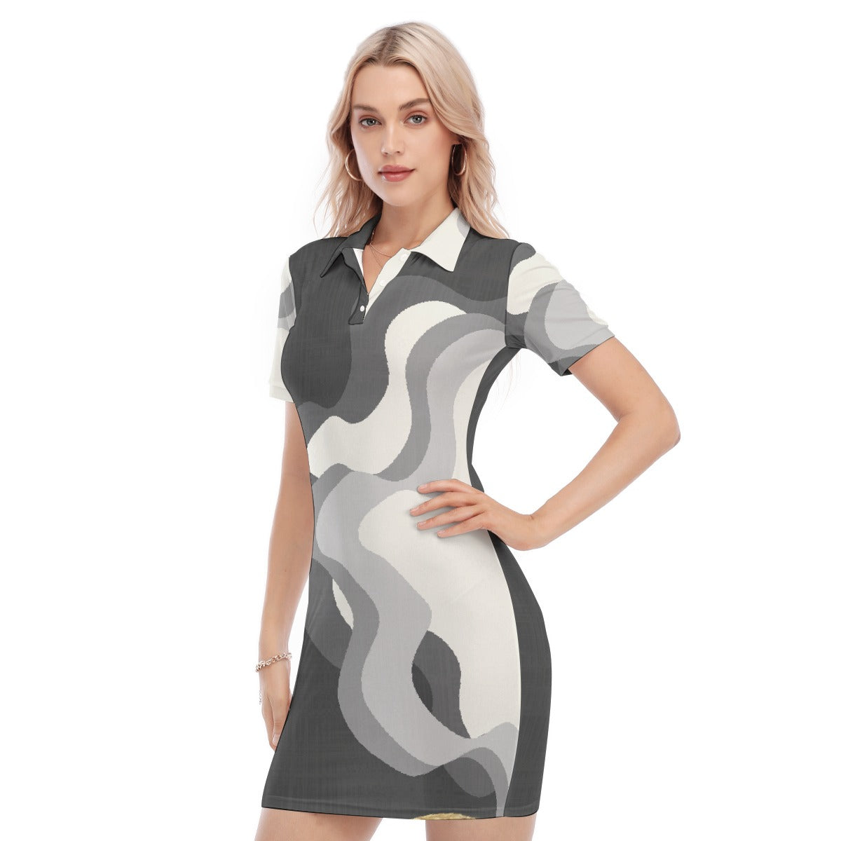 All-Over Print Women's Polo Collar Dress