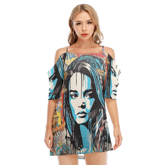 All-Over Print Women's Off-shoulder Cami Dress