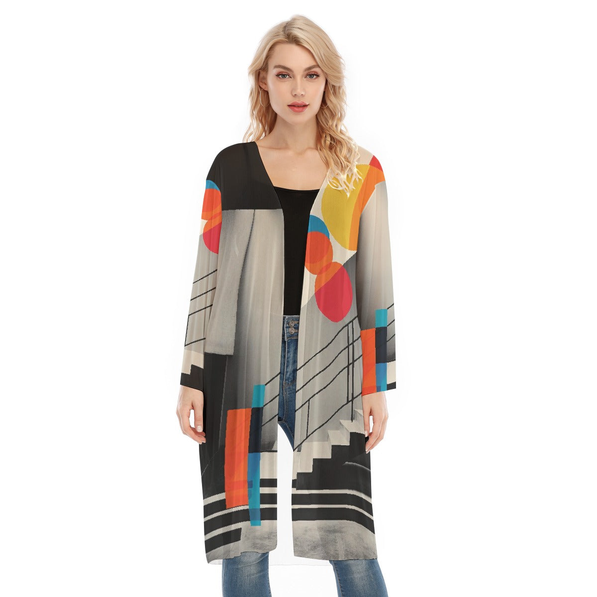 All- Over Print Women's Long Sleeve Mesh Cardigan