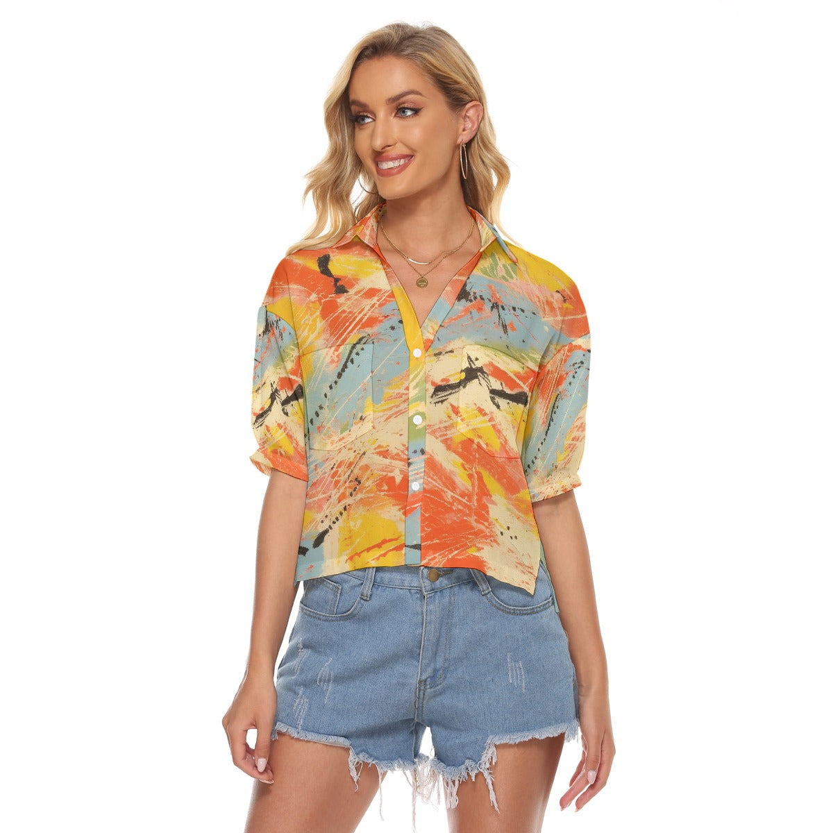 All-Over Print Women's V-neck Shirts