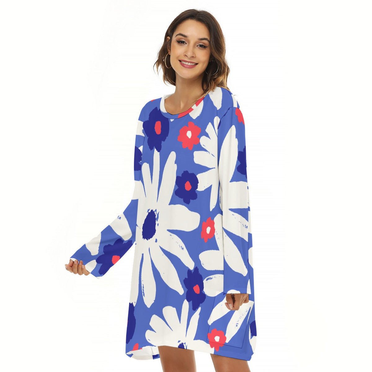 All-Over Print  Women's Loose Crew Neck Dress