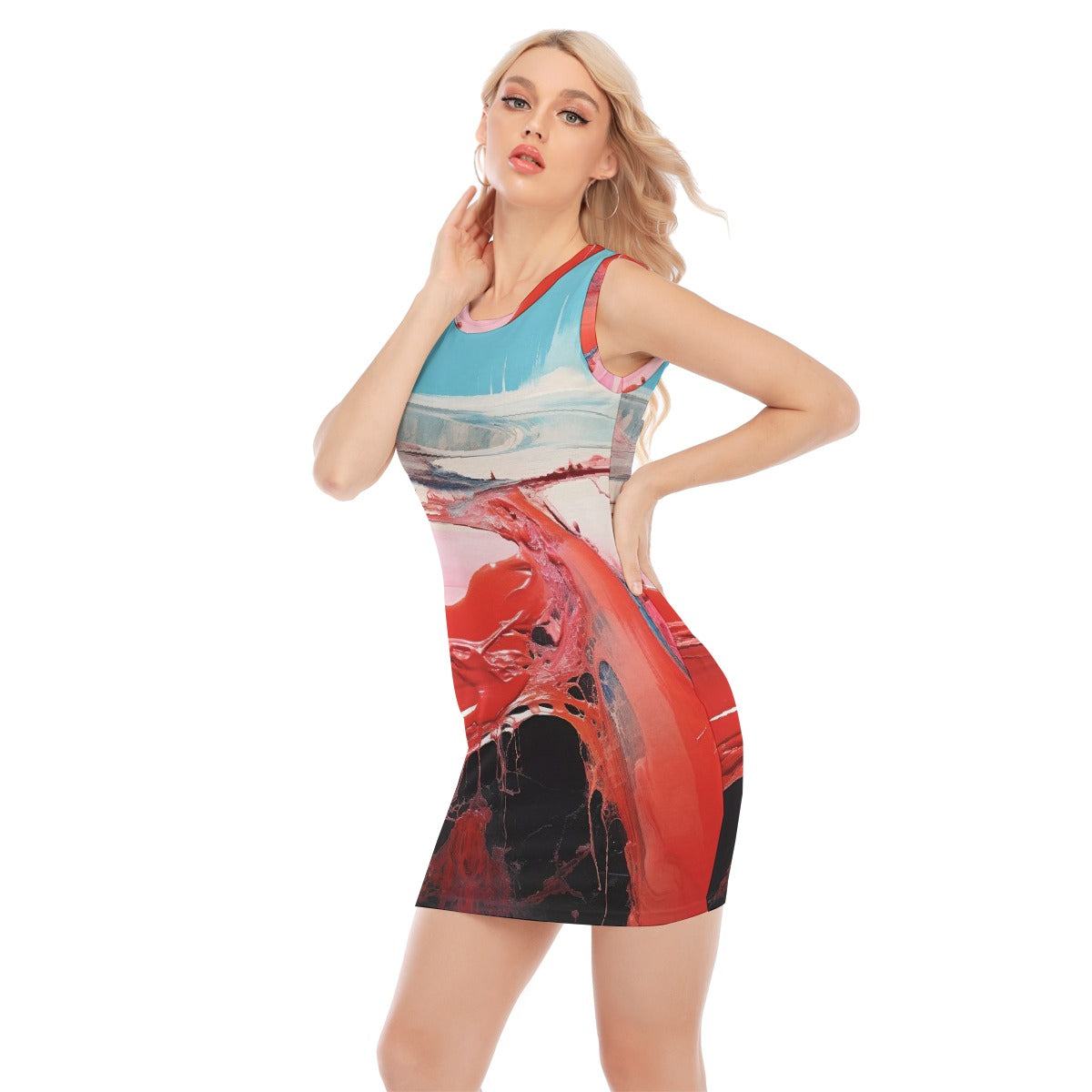 All-Over Print Women's O-neck Sleeveless Hip Skirt