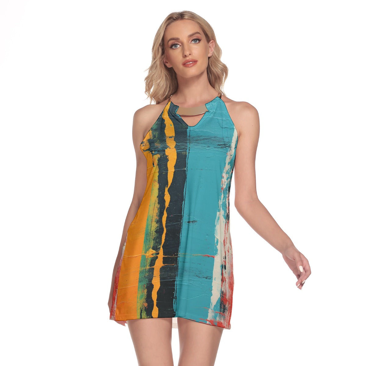 All-Over Print Women's Round Neck Above Knee Dress