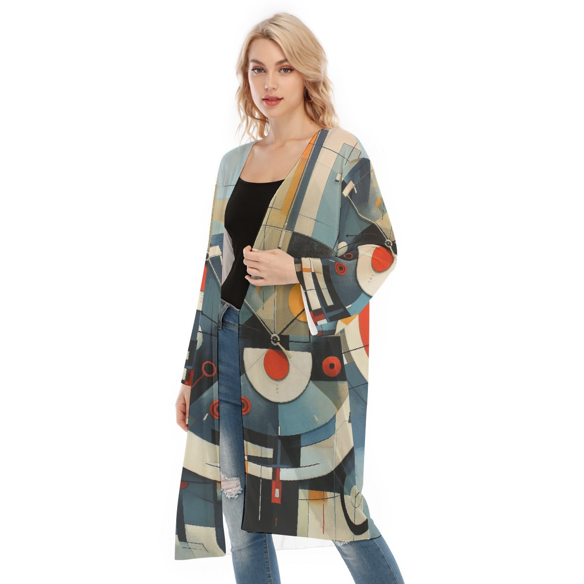 All- Over Print Women's Long Sleeve Mesh Cardigan