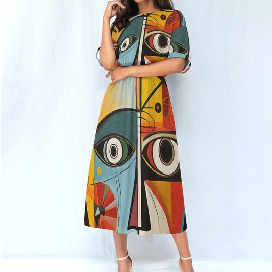 All-Over Print Women's Elastic Waist Dress