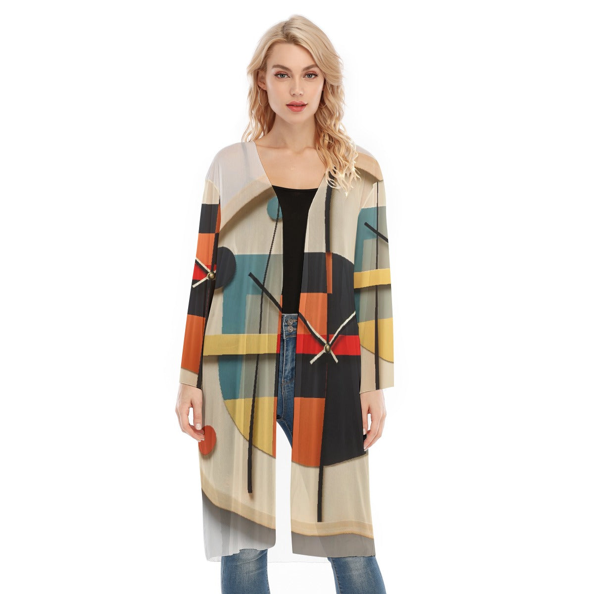 All- Over Print Women's Long Sleeve Mesh Cardigan