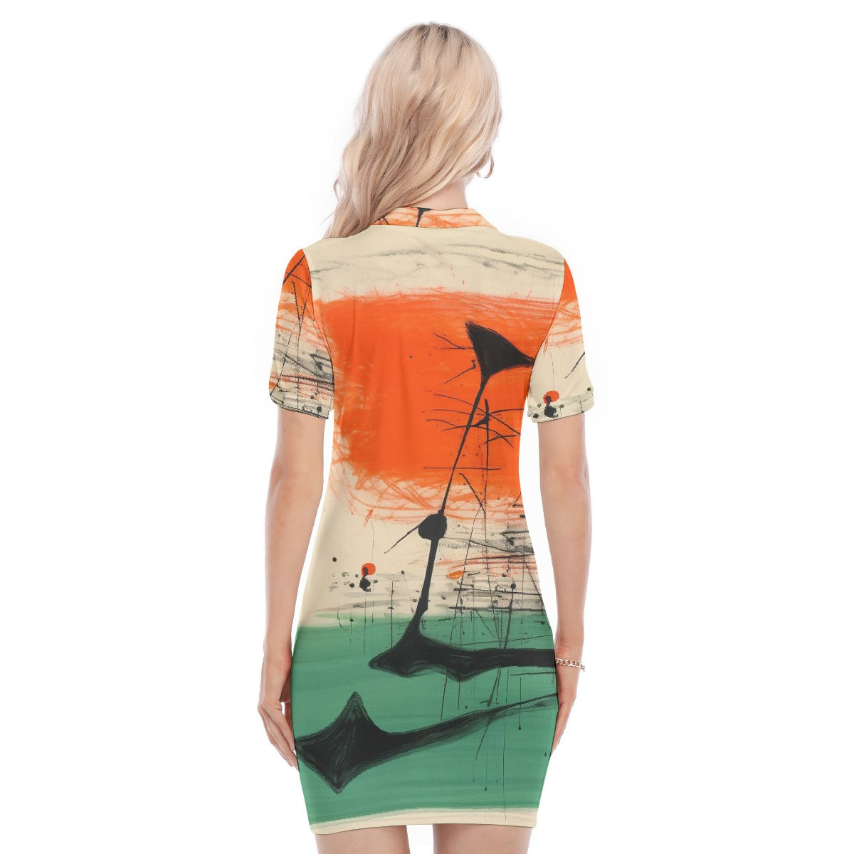 All-Over Print Women's Polo Collar Dress