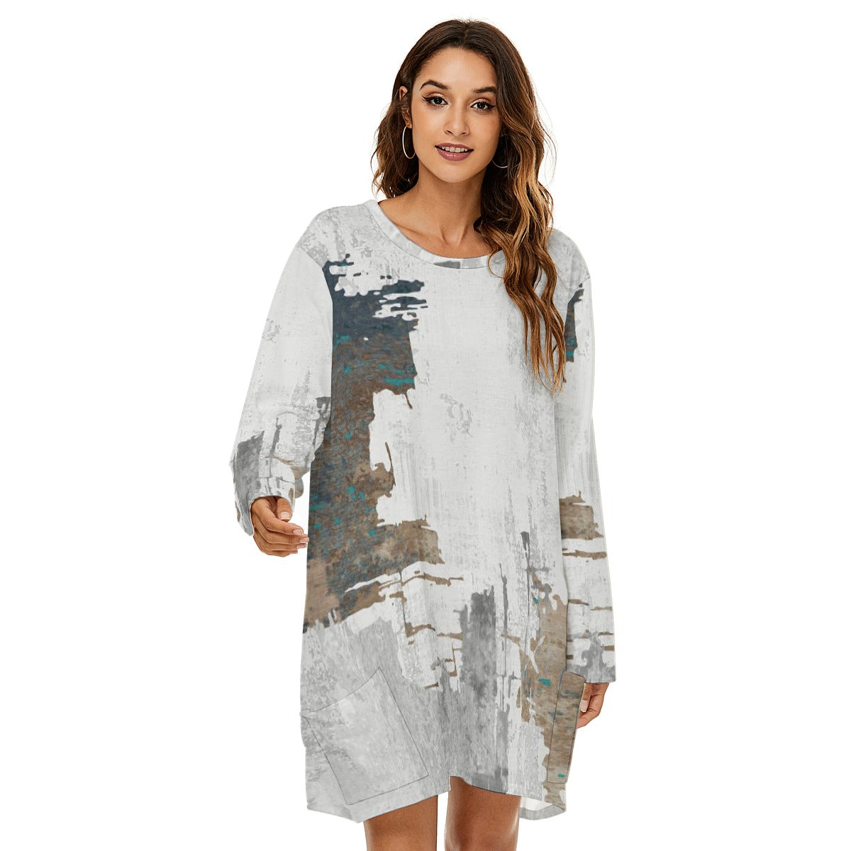 All-Over Print  Women's Loose Crew Neck Dress