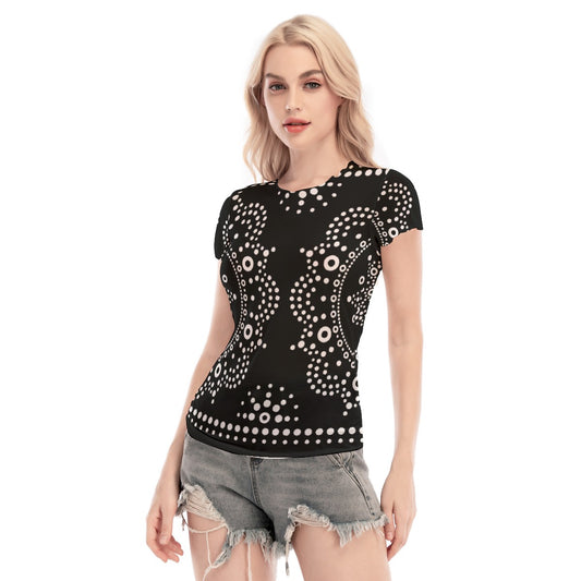 All-Over Print Women's Short Sleeve Mesh Blouse