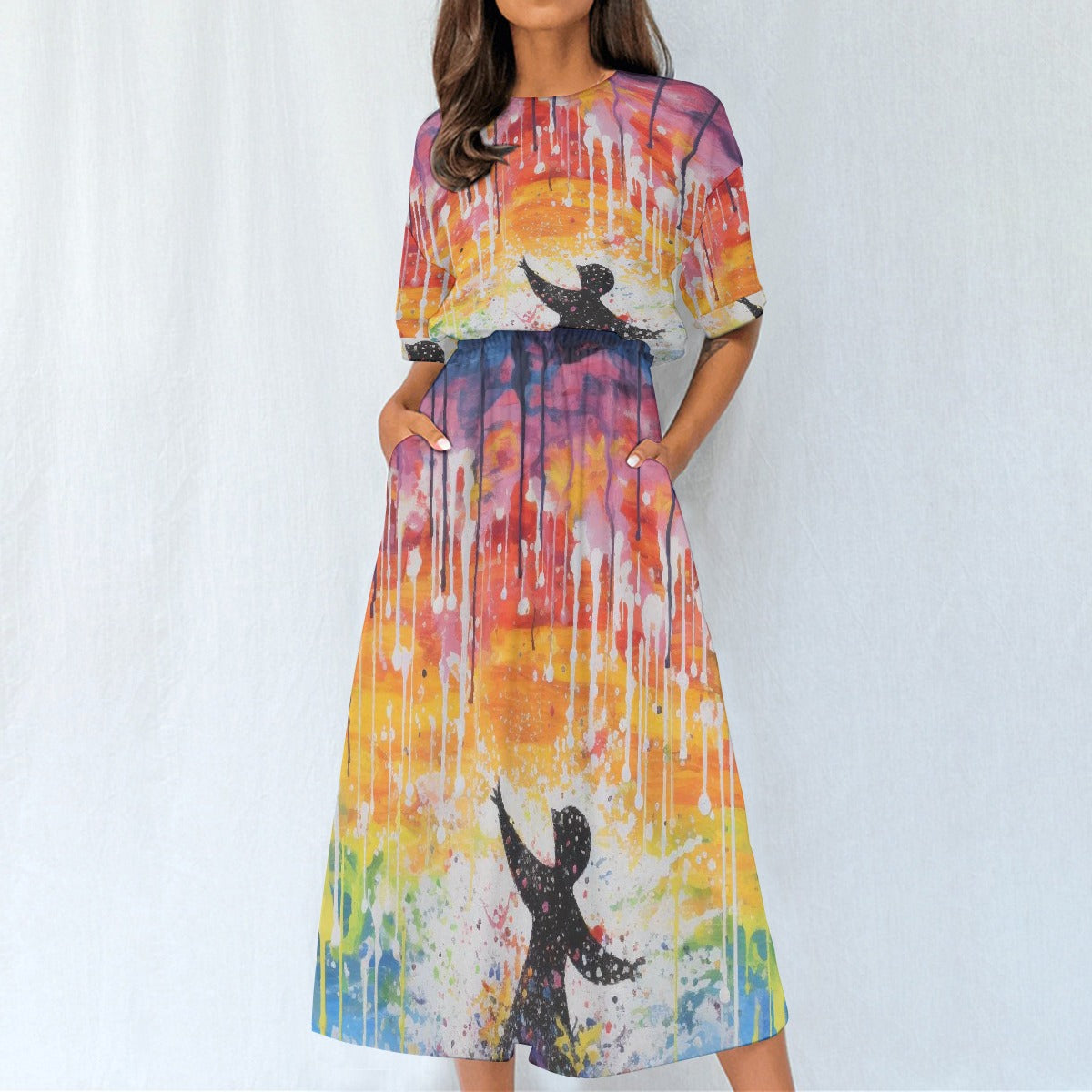 All-Over Print Women's Elastic Waist Dress