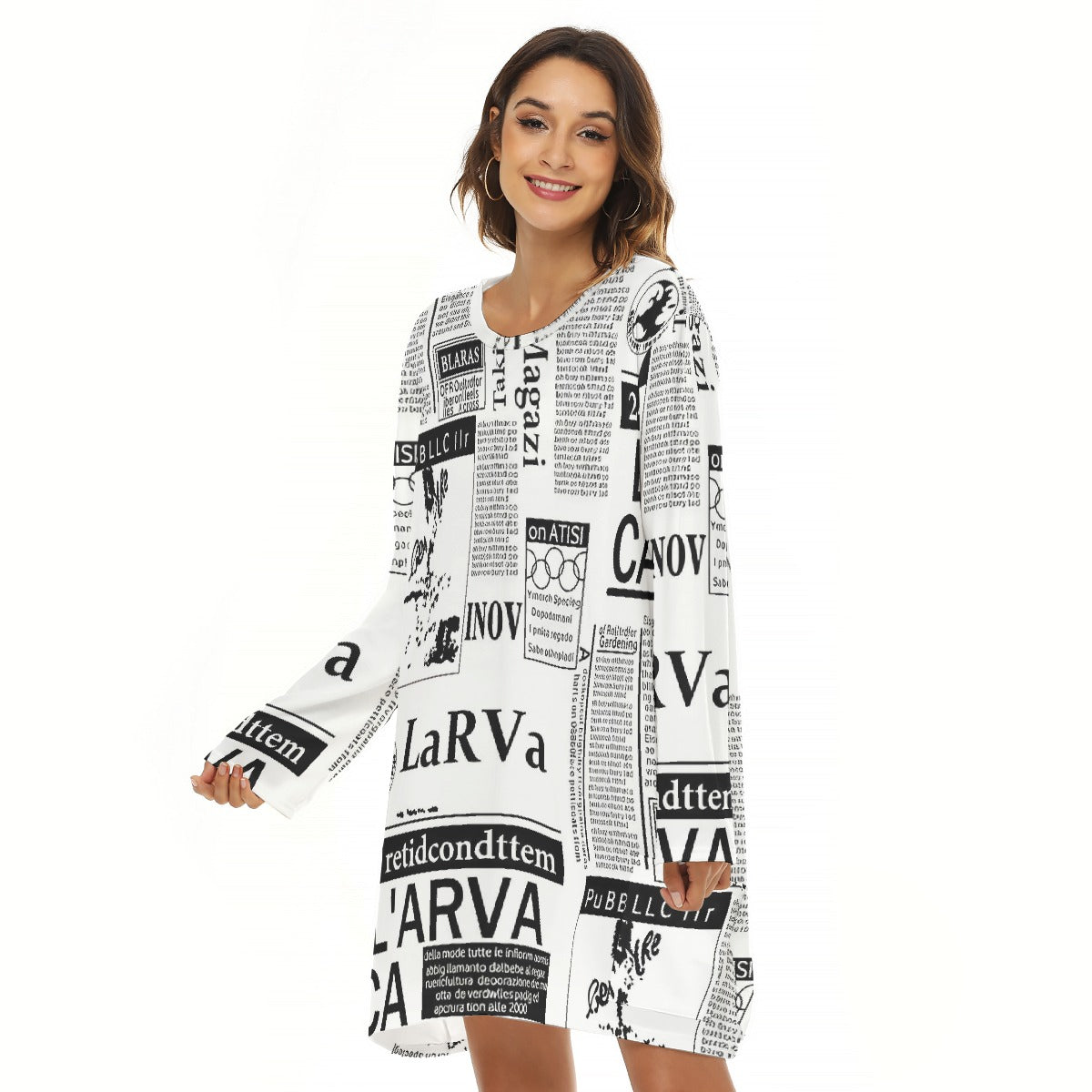 All-Over Print  Women's Loose Crew Neck Dress