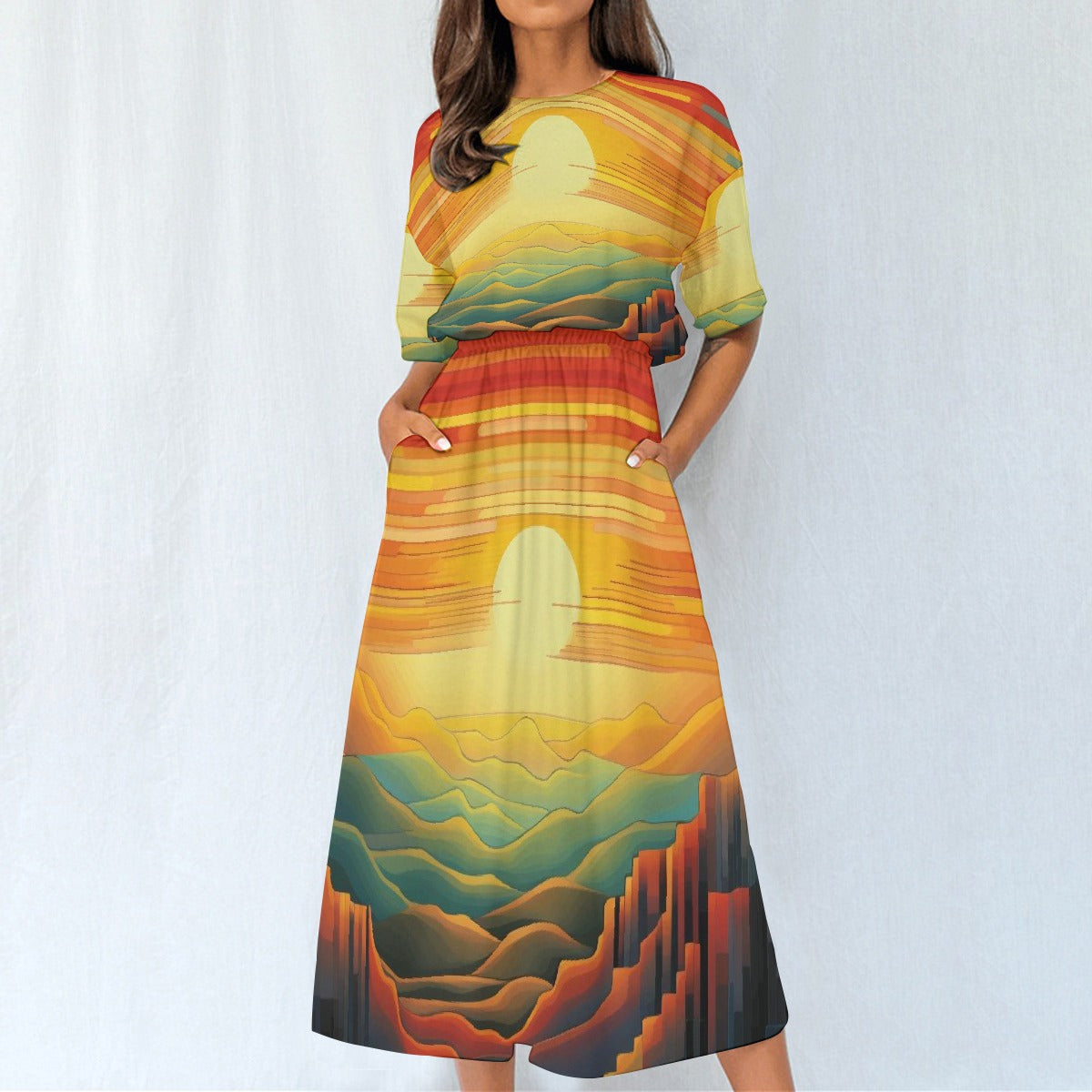 All-Over Print Women's Elastic Waist Dress