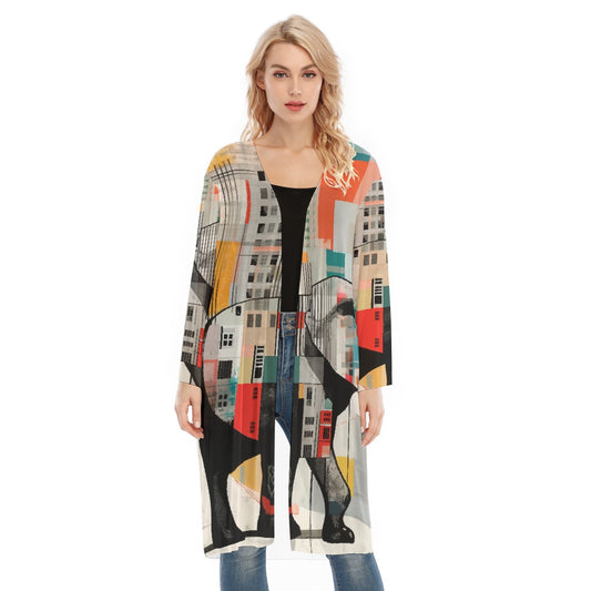 All- Over Print Women's Long Sleeve Mesh Cardigan