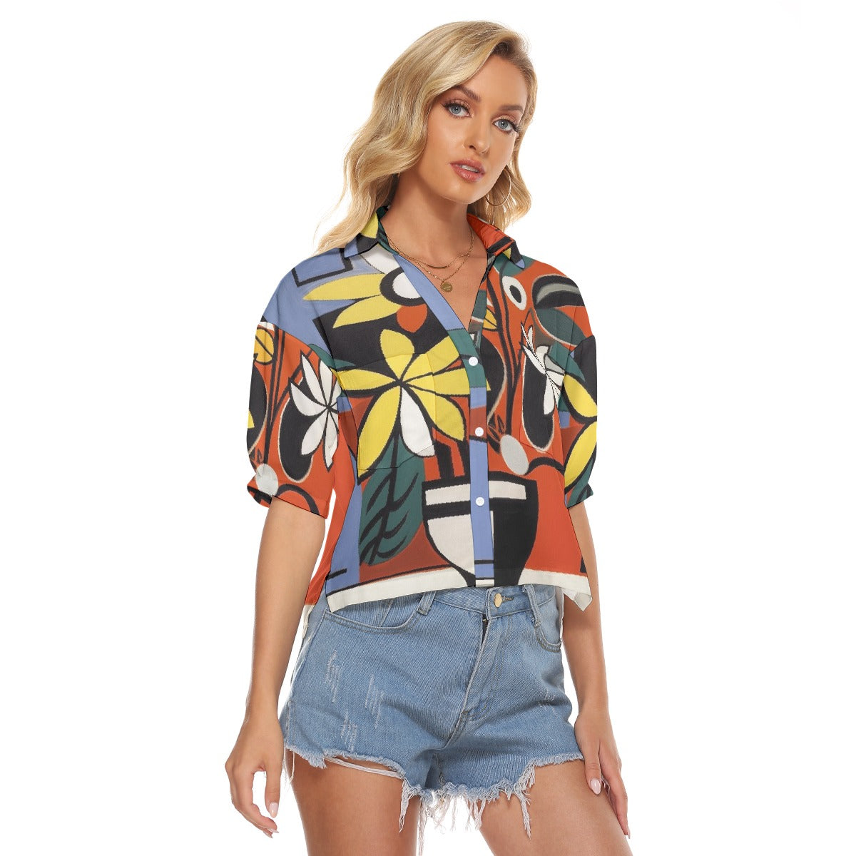 All-Over Print Women's V-neck Shirts