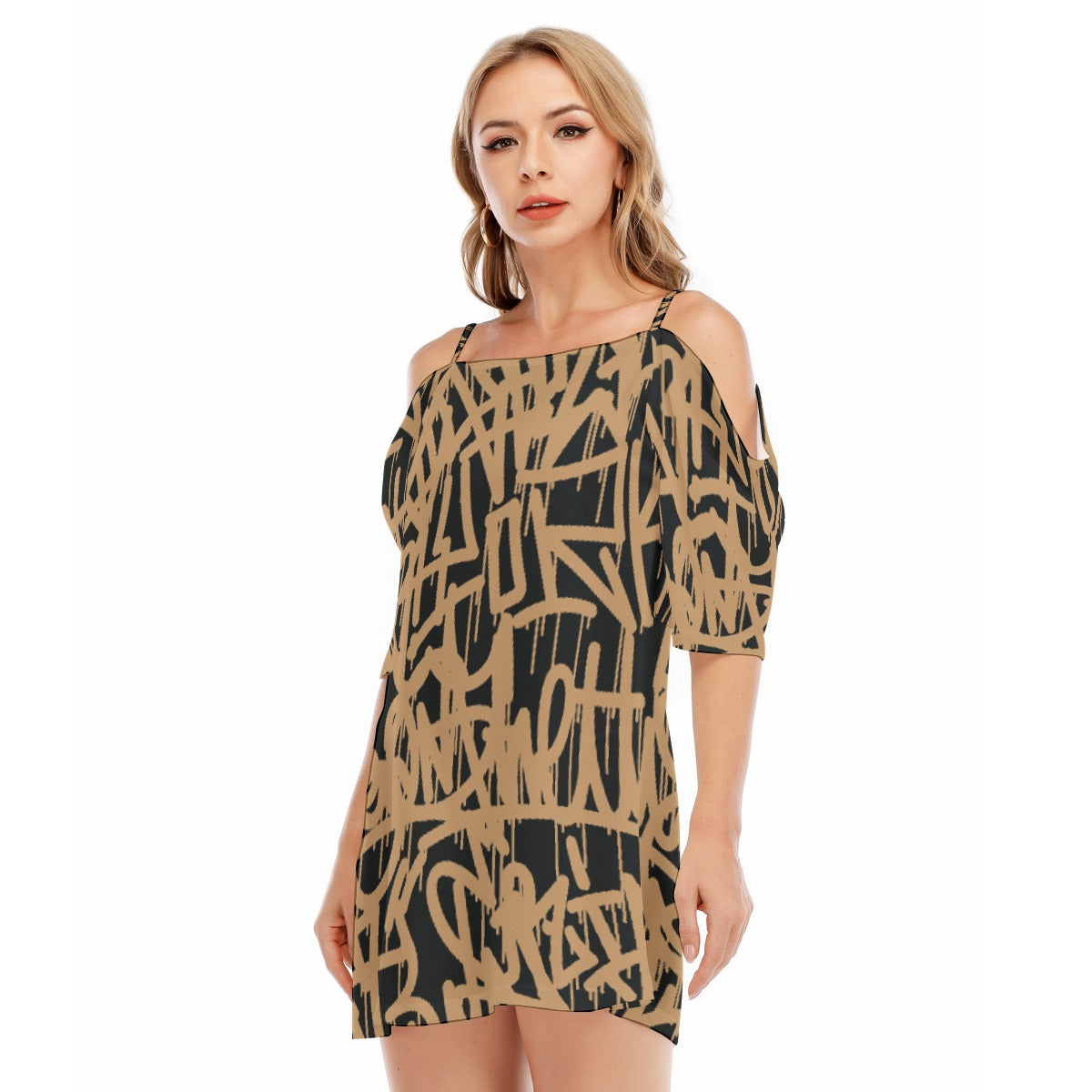 All-Over Print Women's Off-shoulder Cami Dress