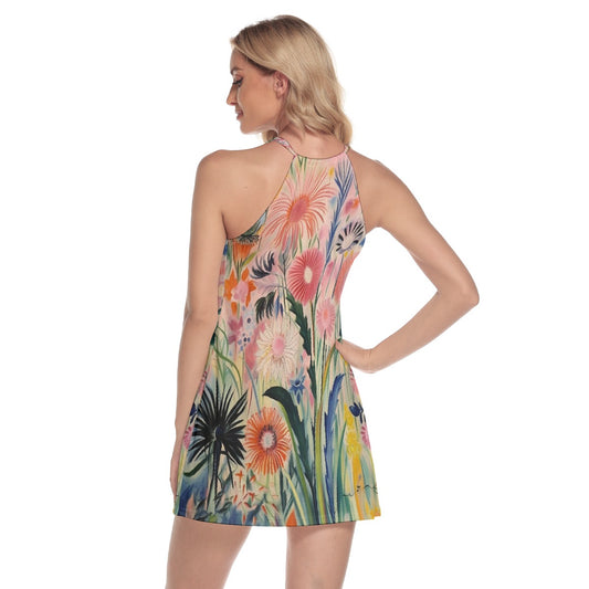 All-Over Print Women's Round Neck Above Knee Dress