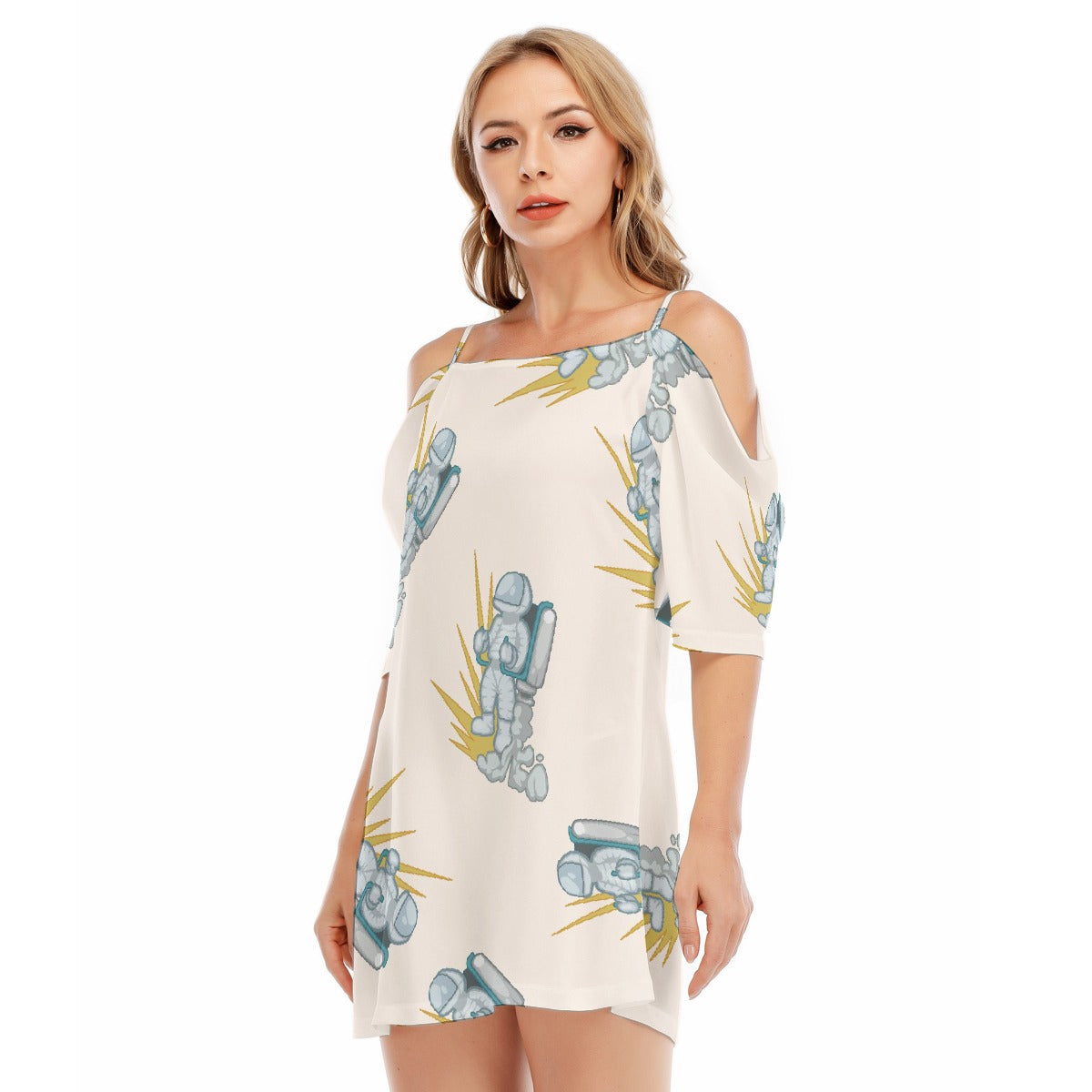 All-Over Print Women's Off-shoulder Cami Dress