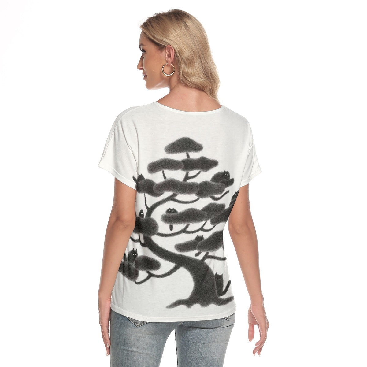 All-Over Print Women's Loose V-neck Short Sleeve T-shirt