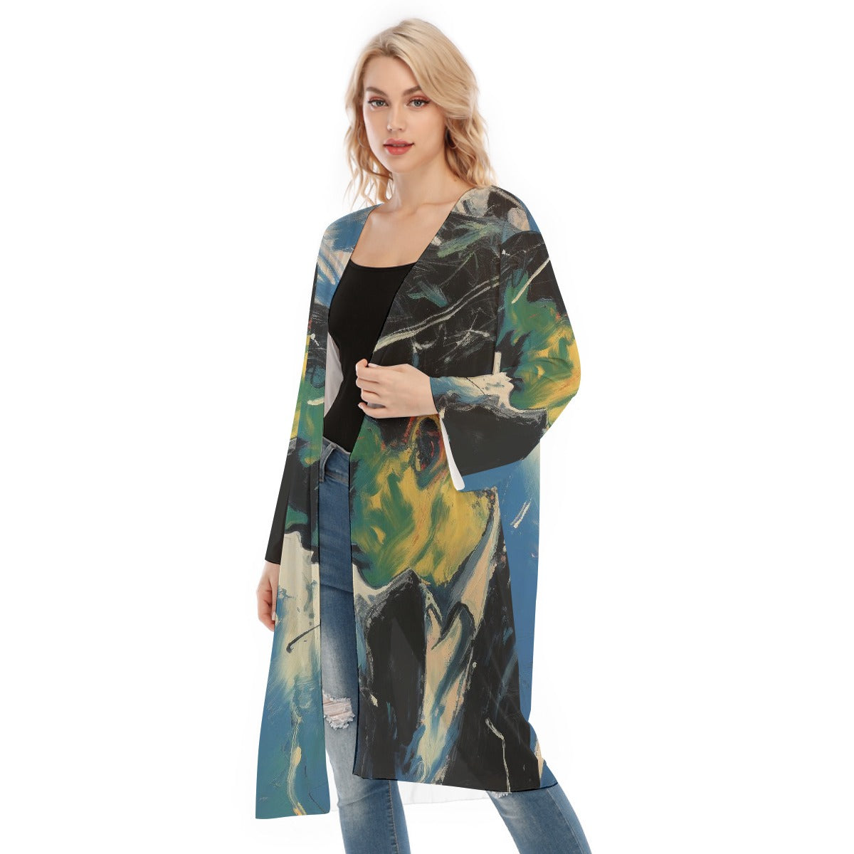 All- Over Print Women's Long Sleeve Mesh Cardigan