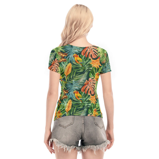 All-Over Print Women's Short Sleeve Mesh Blouse