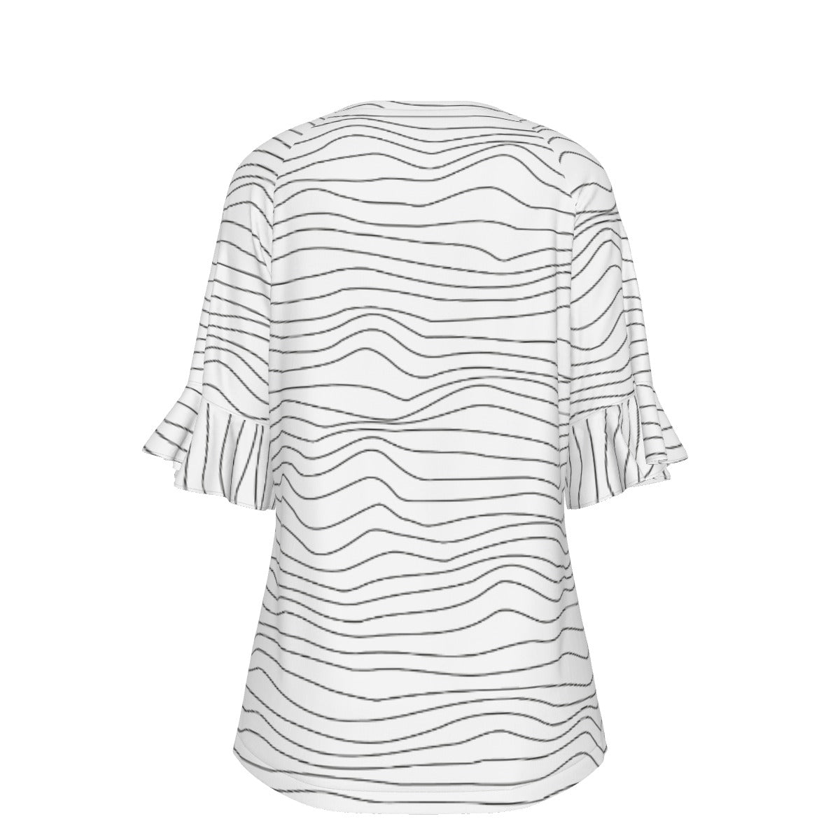 All-Over Print V-neck Women's T-shirt With Bell Sleeve