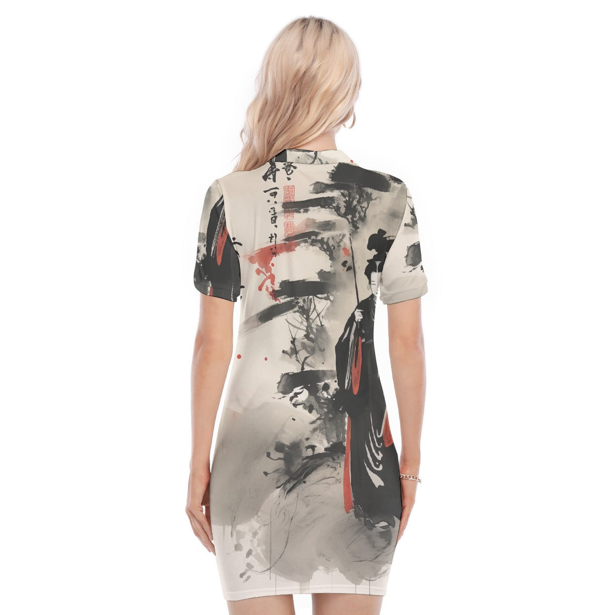 All-Over Print Women's Polo Collar Dress