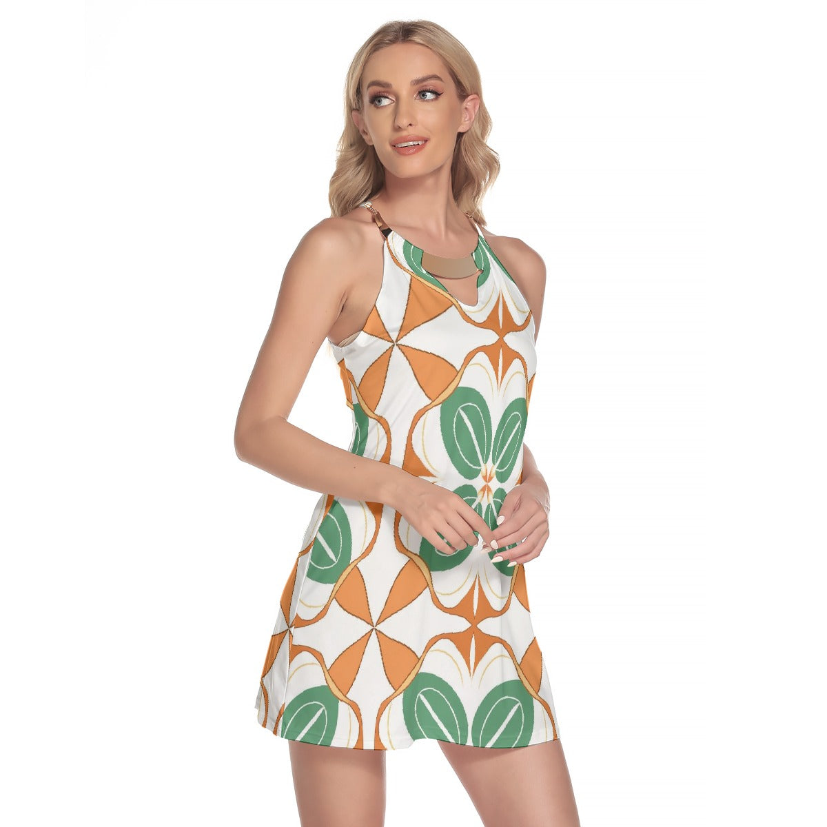 All-Over Print Women's Round Neck Above Knee Dress