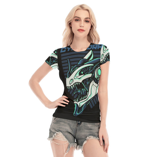 All-Over Print Women's Short Sleeve Mesh Blouse