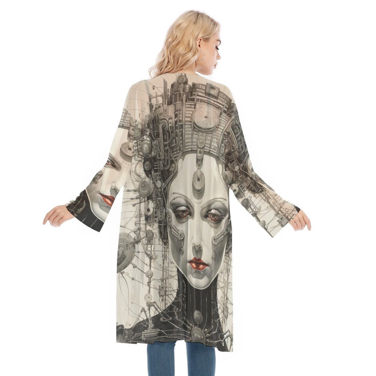 All- Over Print Women's Long Sleeve Mesh Cardigan