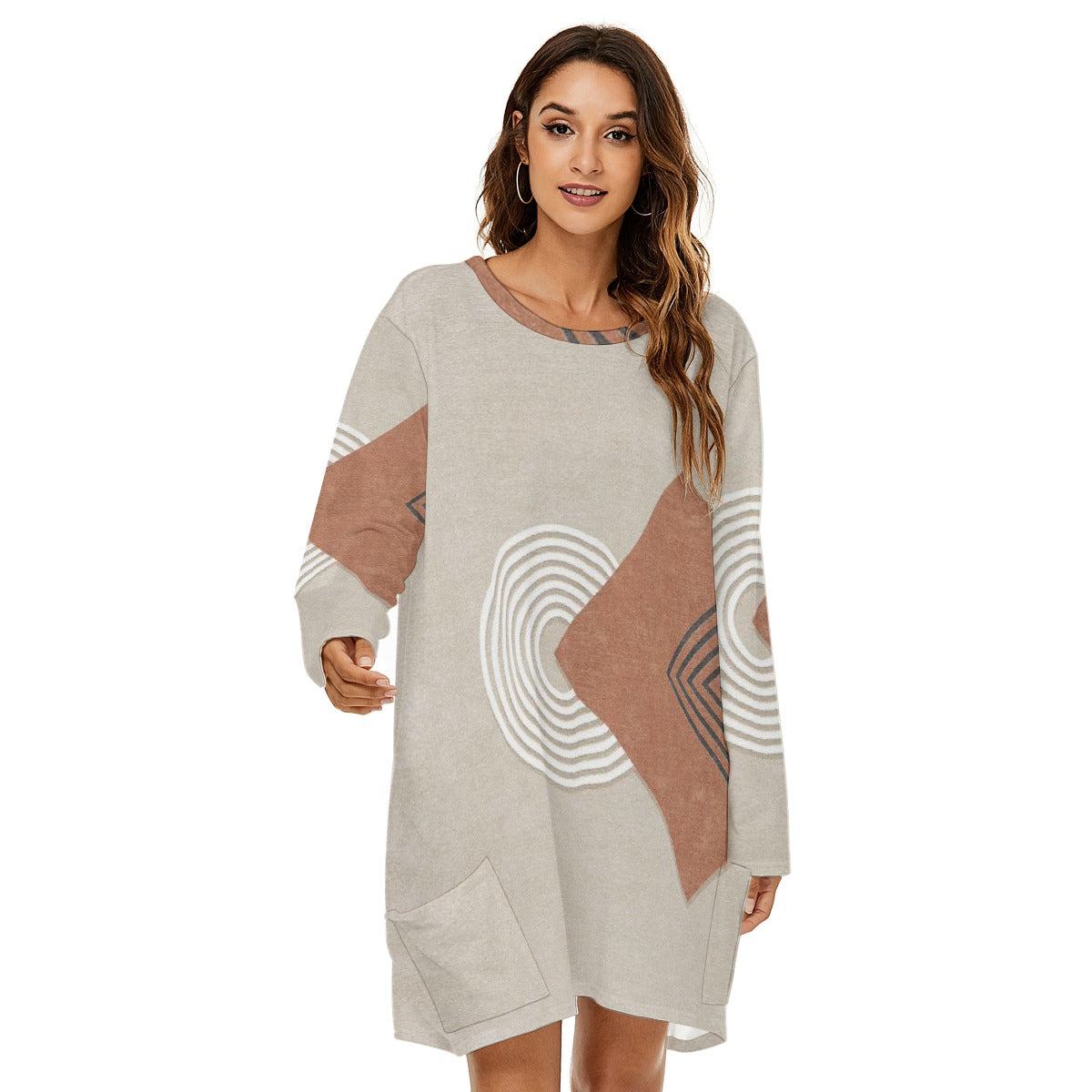 All-Over Print  Women's Loose Crew Neck Dress